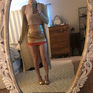 Coral Sequin Skirt